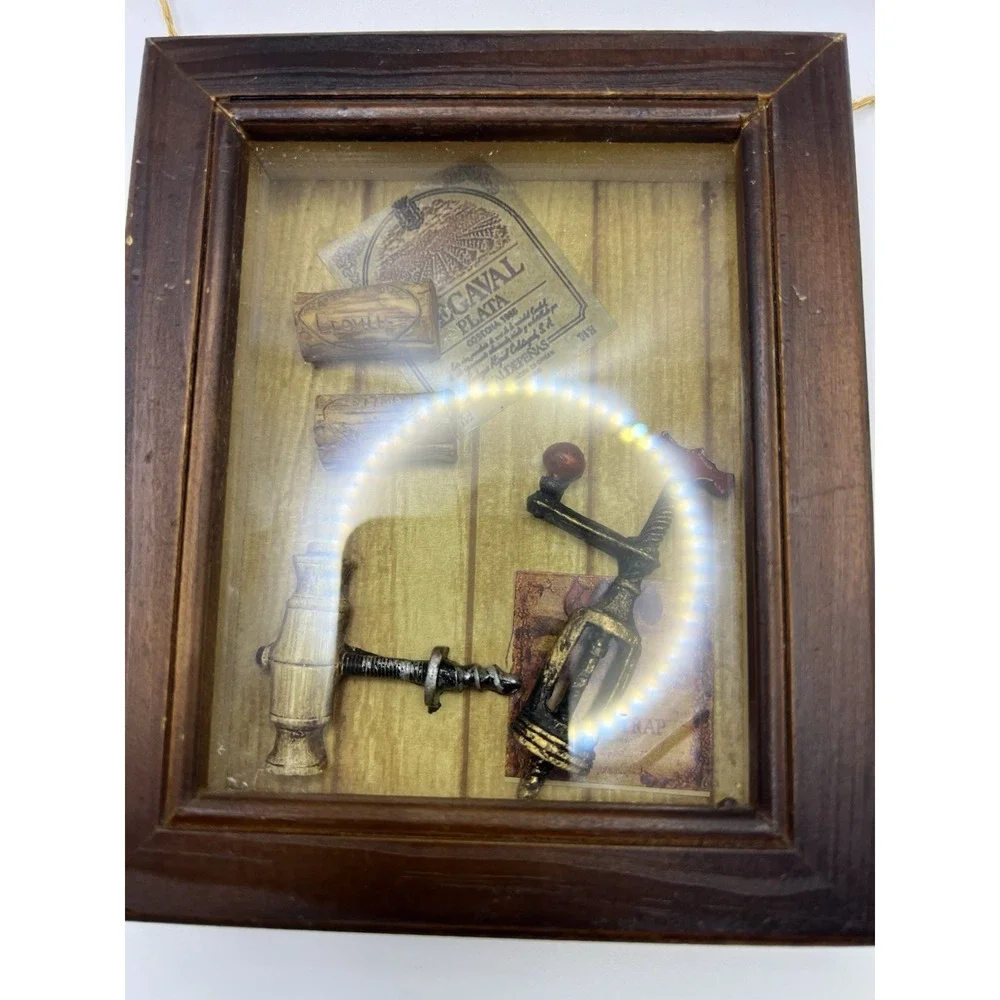 3D Shadow Box Diorama Wine Corkscrew, Corks Wine Label READ
